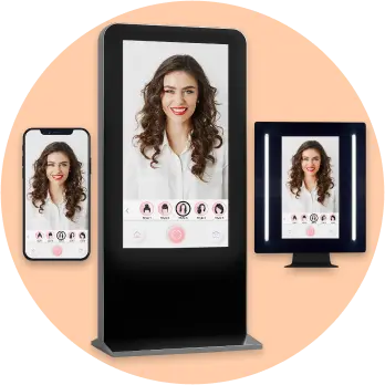 Virtual hairstyle try-on of Orbo can be integrated into a mobile app, digital kiosk and smart mirror