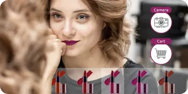 A lady trying virtual lipstick try-on in real-time